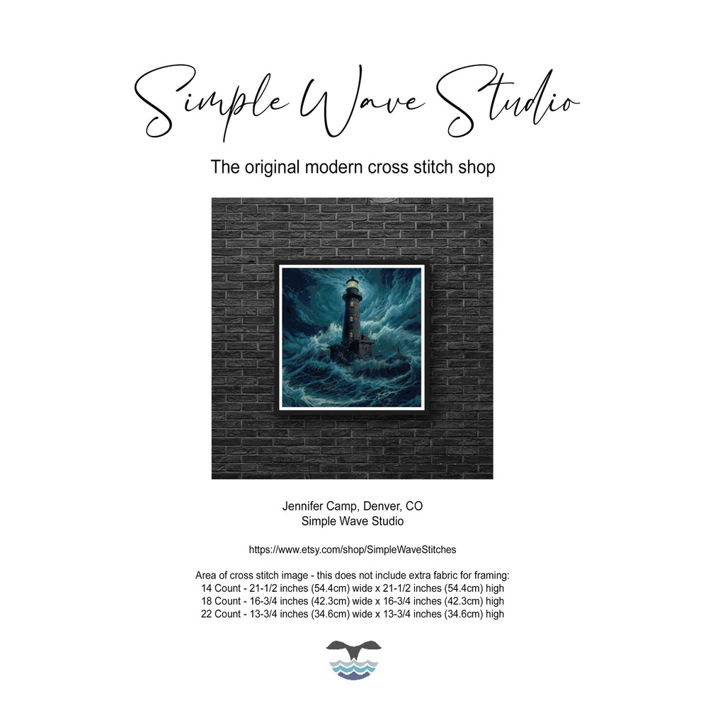 Lighthouse Ocean‎ Beach Landscape Counted Cross Stitch Pattern Chart